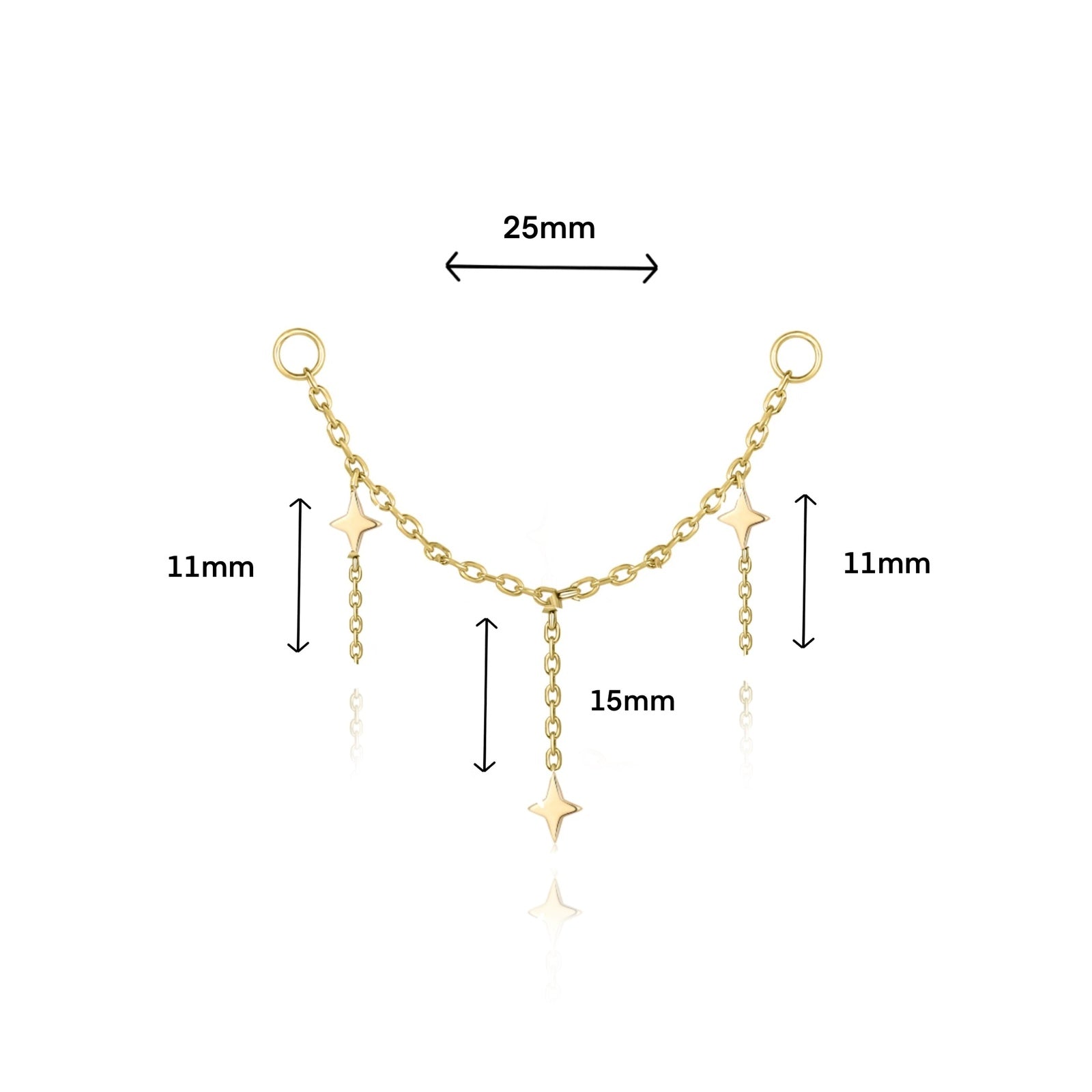 Comet Chain | Catenina Piercing Oro 14kt - UnusualPiercingShop.com