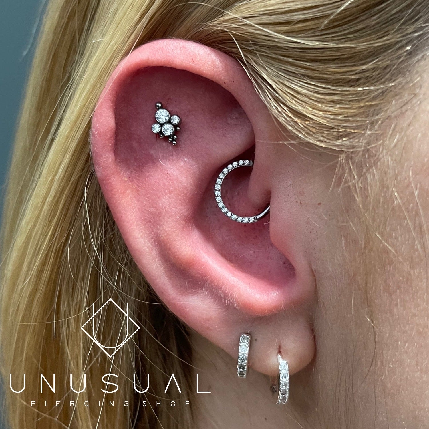 Frontal White Daith Piercing - UnusualPiercingShop.com