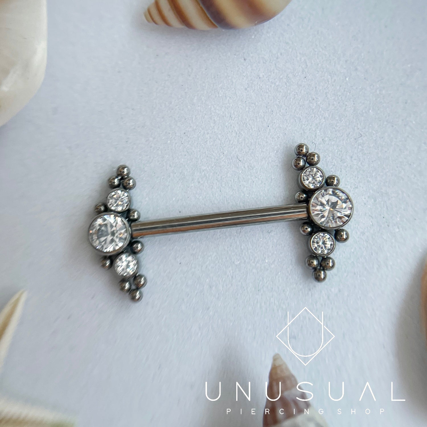 White Cluster Nipple Piercing - UnusualPiercingShop.com